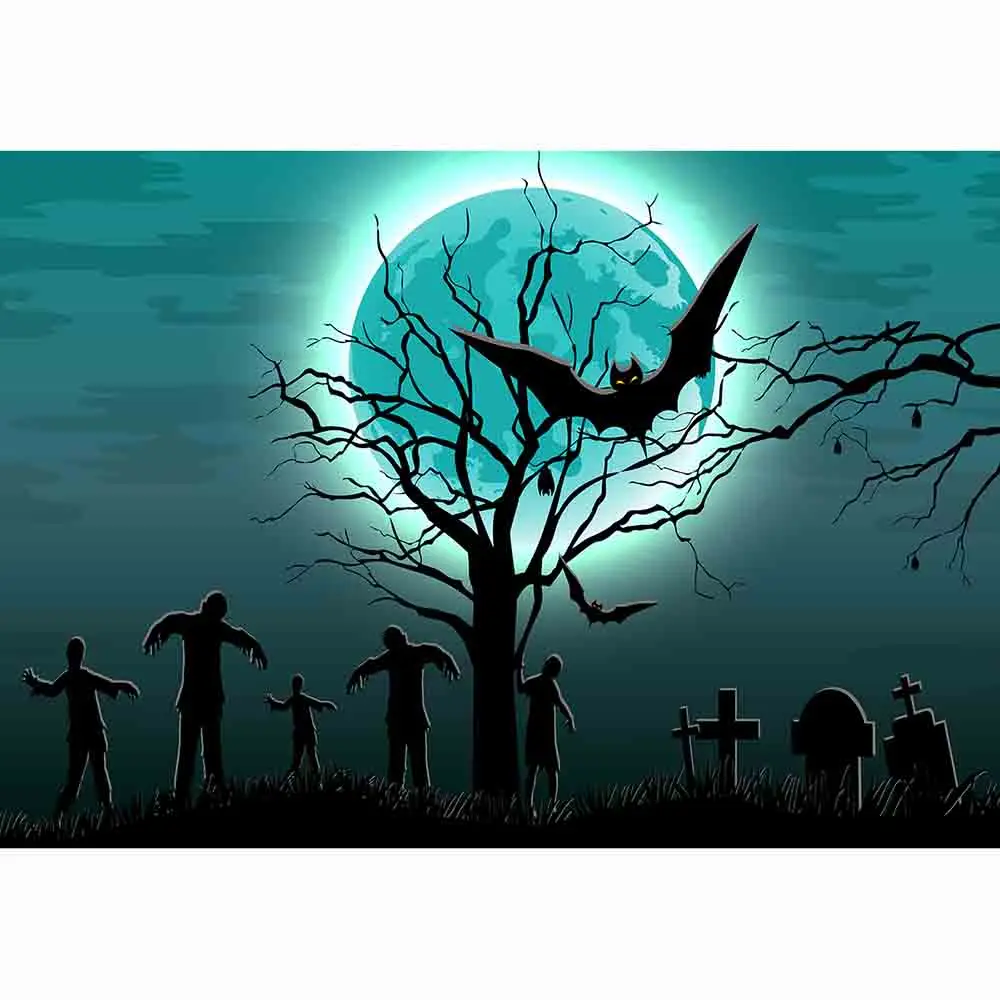 Funnytree photophone Wallpapers cemetery Halloween party tomb zombie horror evil full moon dead tree newborn background backdrop