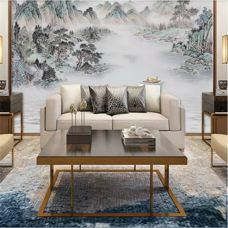 Decorative Wallpaper New Chinese Style Abstract Ink And Wash Painting Background Wall