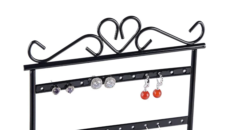 SZanbana Earrings Holder Rack Jewelry Display Organizer Holder Stand Tower Metal 48 Holes,Black