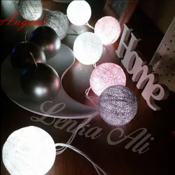 Mixed White-Pink-Gray Cotton Ball String Lights for Patio,Wedding Party, Luminaria, Christmas, Natal Garland Decor, USB