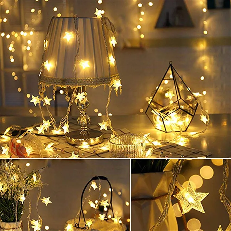 10/20/40/80 LED Star Light String Twinkle Garlands Battery Powered Christmas Lamp Holiday Party Wedding Decorative Fairy Lights
