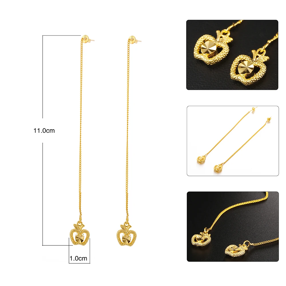 Ethlyn Jewelry Apple Shape Fashion Gold Color Long Tassel Dangle Earrings for Women Cooper Drop Bar Statement Jewelry E81