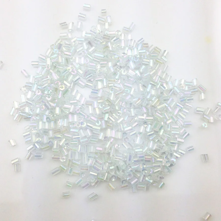 16g 1000pcs 2*3mm AB Clear Colorful Transparent Tube Loose Spacer Beads Cezch Glass Seed Bead Handmade Jewelry DIY Garment Bead