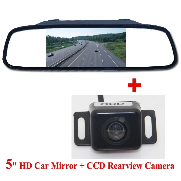 

2 in 1 HD CCD backup reversing Camera +5" HD 800*480 Car Mirror Monitor , Rear view mirror monitor car parking Rearview camera