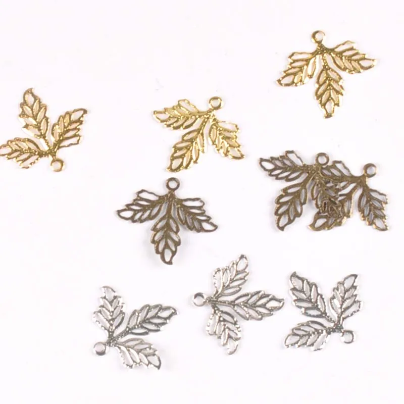 50 Pcs Filigree Wraps Leaves Metal Connectors Crafts For Jewelry Making   Embellishments Scrapbooking 25.5x23mm YKL0739