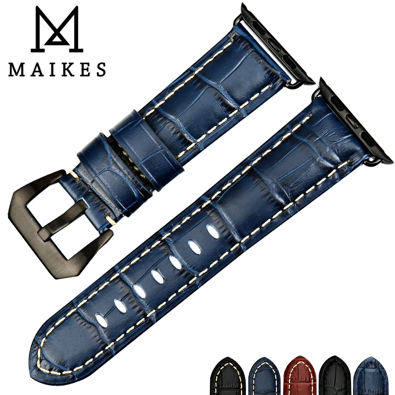 MAIKES Leather Strap For Apple Watch Band 49mm 45mm 41mm 44mm 40mm 42mm 38mm Series 8 7 SE 6 5 4 3 2 iwatch Bracelet Watchbands