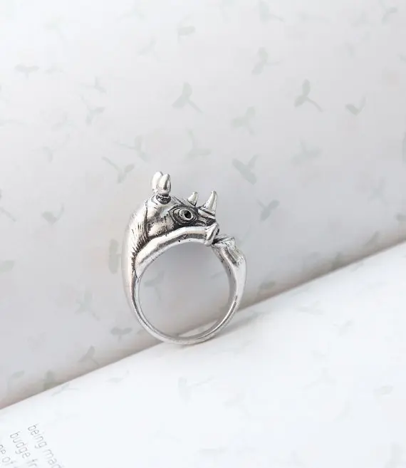 Kinitial 1PCS Hot Sale Engagement Hinoceros Ring Rhino Ring Everyday Fashion Jewelry Animals Rings For Women Animal Rings anel