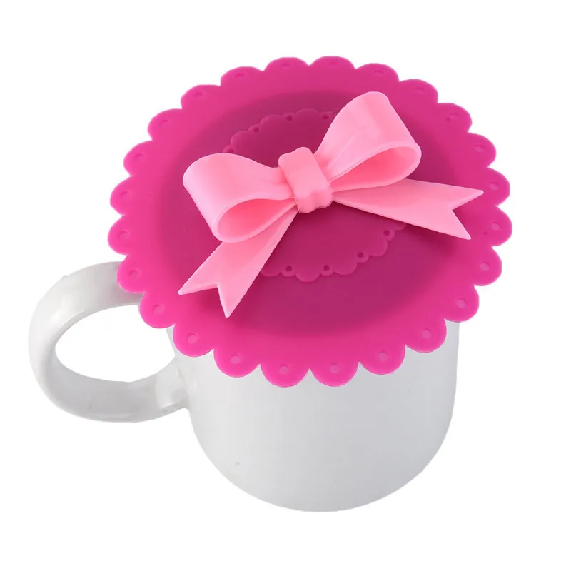 Cute Reusable Cup Lid with Bowknot Silicone Anti-dust Bowl Cover Thermal Insulation Cup Seals Glass Mugs Cover Drinkware Parts