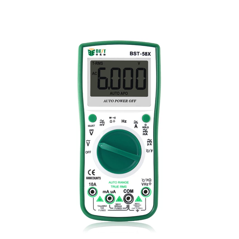 BST-58X Auto Range Multimeter Digital 6000 Counts AC DC NCV Frequency Ammeter for Phone Repair Tester Tool