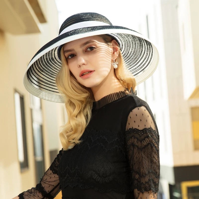 Sun Hat Women Spring New Wide Eaves Dome Straw Hats Female Summer Travel Fashion Sunscreen Breathable Anti-UV Elegant Cap H211