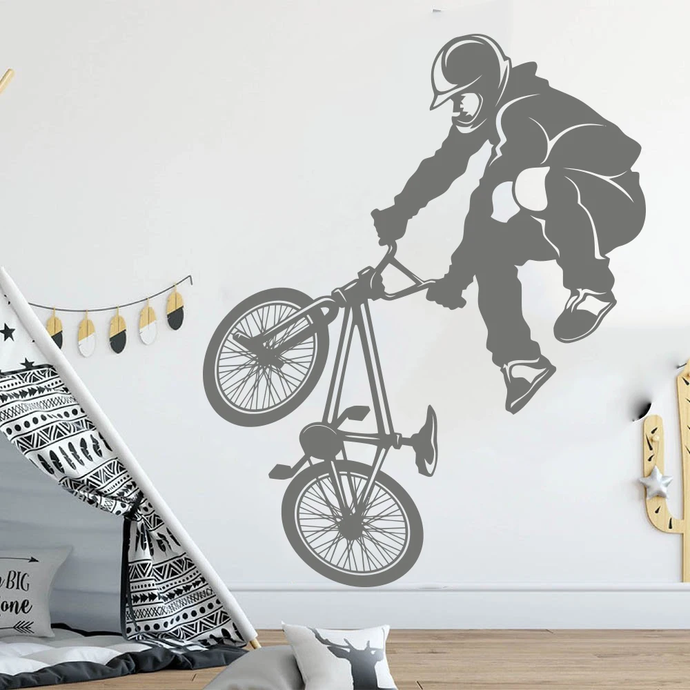 Large Extreme BMX Bicycle Bike Wall Sticker Boy Room Kids Room Sport  Dirt Bike Bicycle Wall Decal Playroom Vinyl Decor