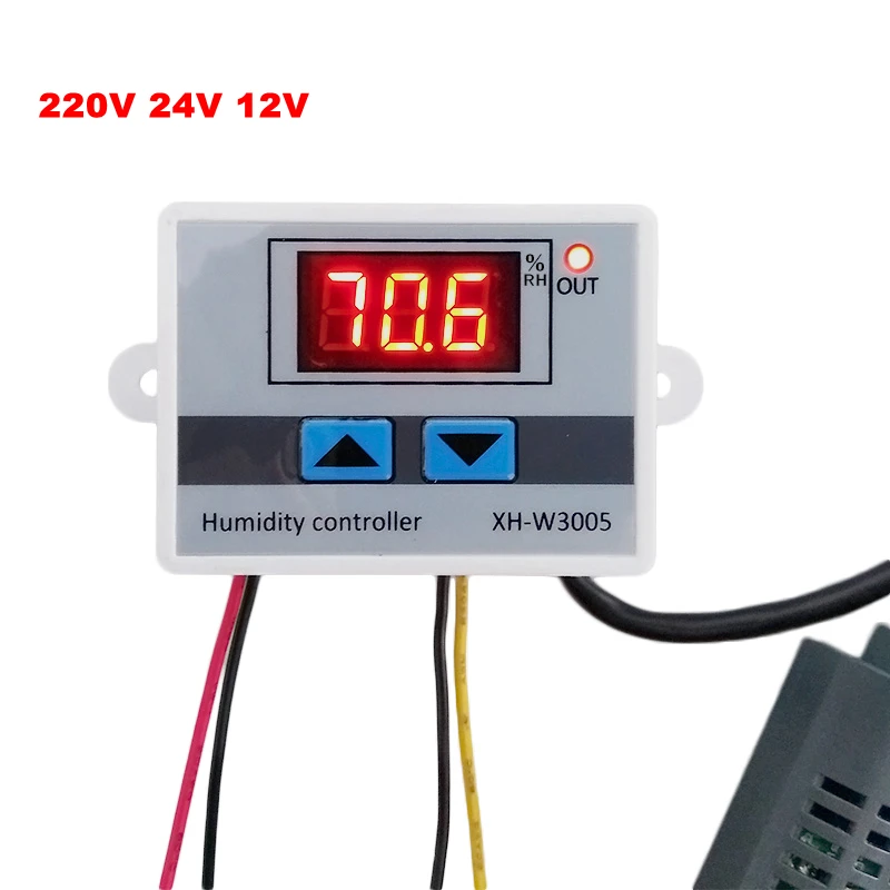 Digital Humidity Controller 220V 12V 24V Hygrometer Humidity Control Switch 0~99%RH Hygrostat with Humidity sensor
