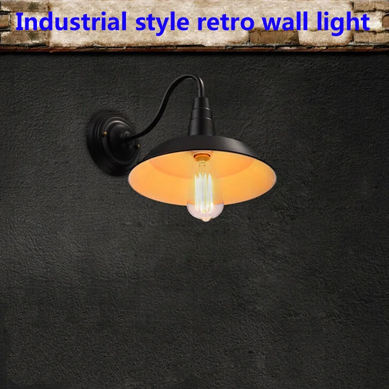 Vintage Wall Lamp Led Light E27 Edison light Loft Retro Iron Paint American Old Style Simplicity Black Pot Cover with Lamp Shade