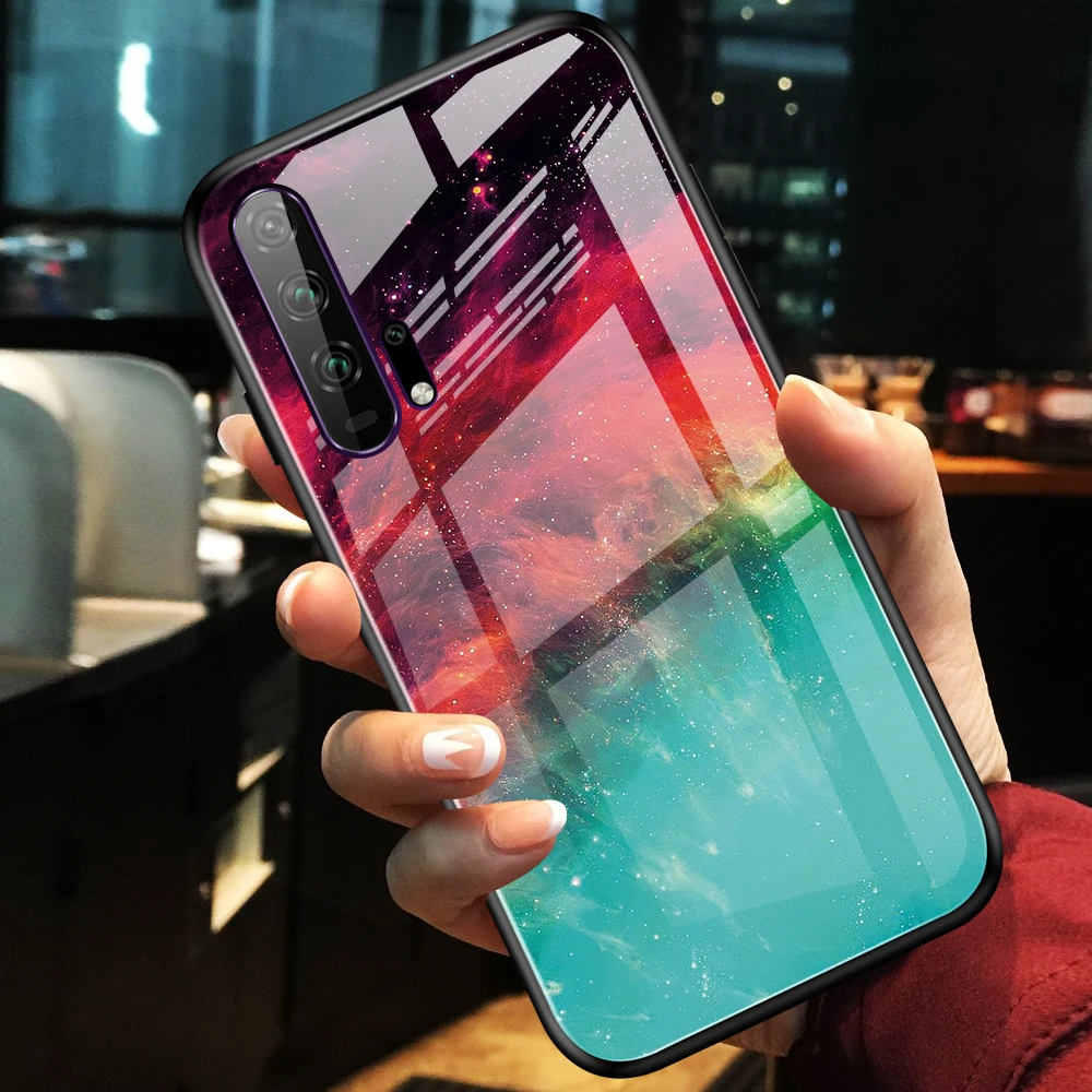 For Huawei Honor 20 Pro Case Luxury Marble Grain Gradient Hard Tempered Glass Protective Back Cover Case for huawei honor 10i 20