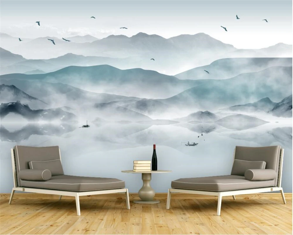 

Custom Fashion 3D Wallpaper Abstract ink painting landscape background wall painting papel de parede wallpaper 3d