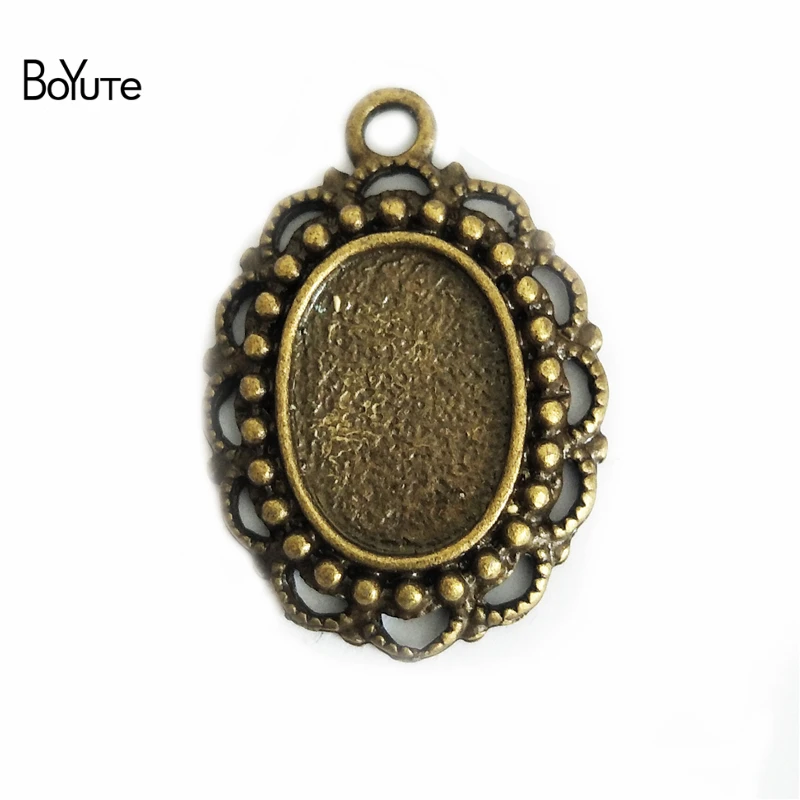 BoYuTe (40 Pieces/Lot) 14*10MM Cabochon Base Vintage Jewelry Accessories Parts Antique Bronze Alloy Material Oval Pendant Bezel