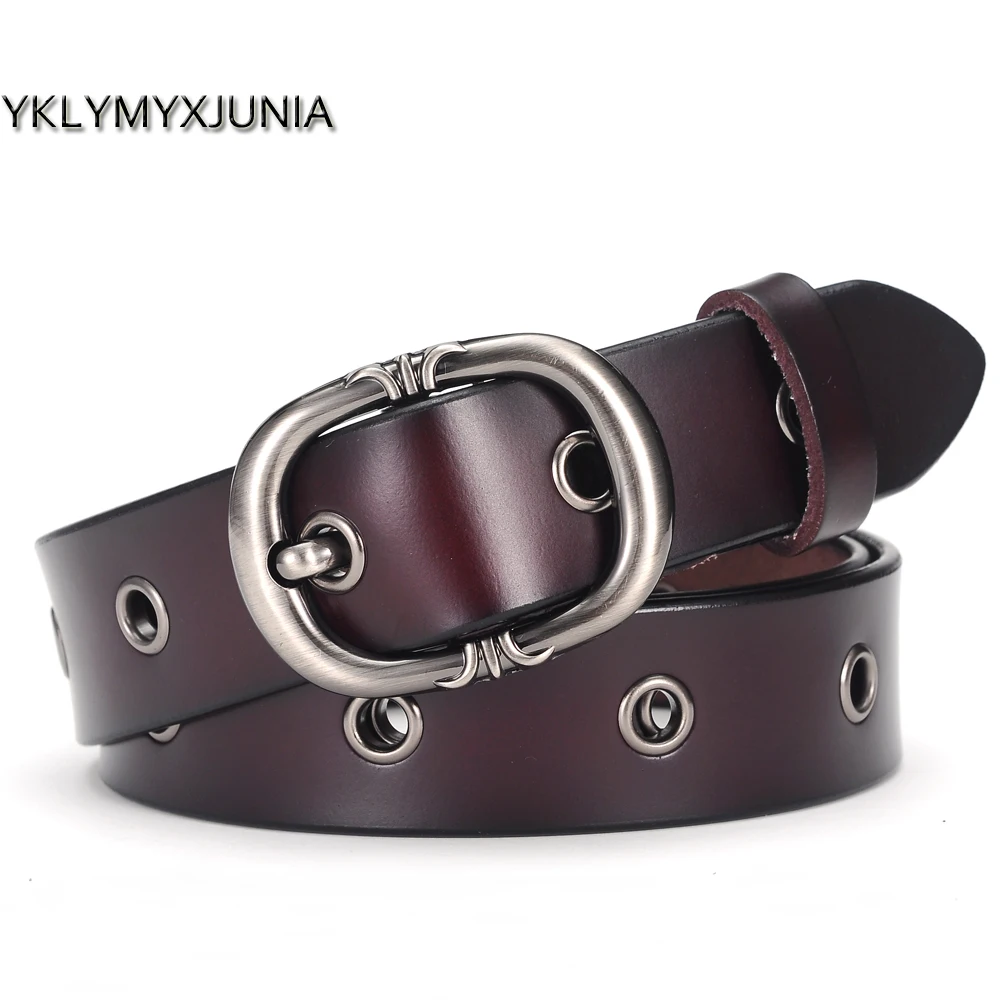 Leather Belts For Women Ceinture Femmes Female Hollow Out Waistband Vintage Genuine Leather Strap Pin Buckle Width:2.8cm