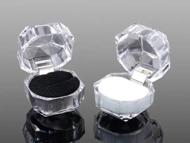 Top Sale 20pcs/lot Acrylic Wedding Packaging Box Festival Packaging Ring Holder Transparent Ring Display Gift Box