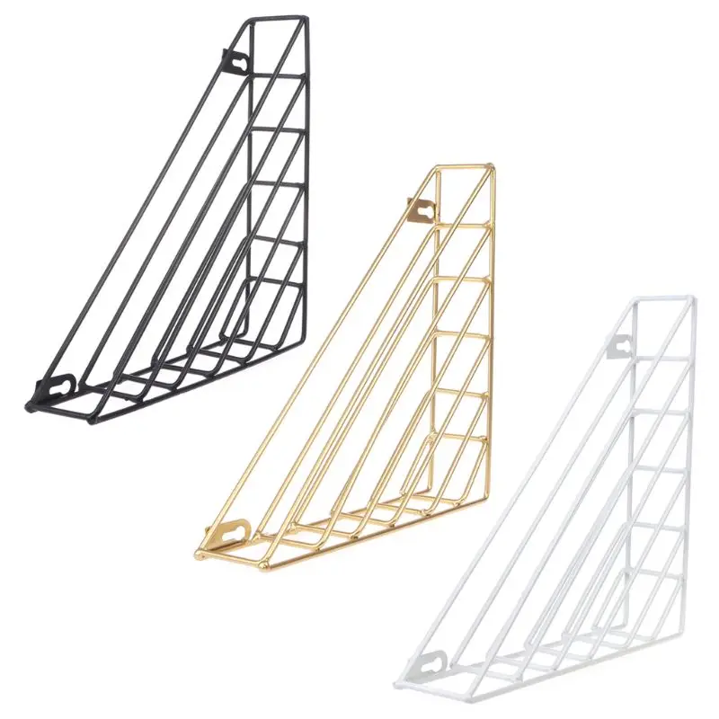 Nordic geométrico ferro revista rack de armazenamento parede cesta casa organizador decoração nova