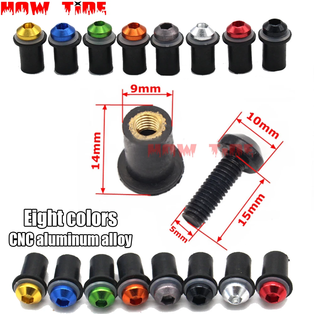 10Ps Motorcycle 5mm high quality Windshield Bolts Screw Nut Fastener Kit For KAWASAKI NINJA 250R/300 ZZR 400 versys 650/1000