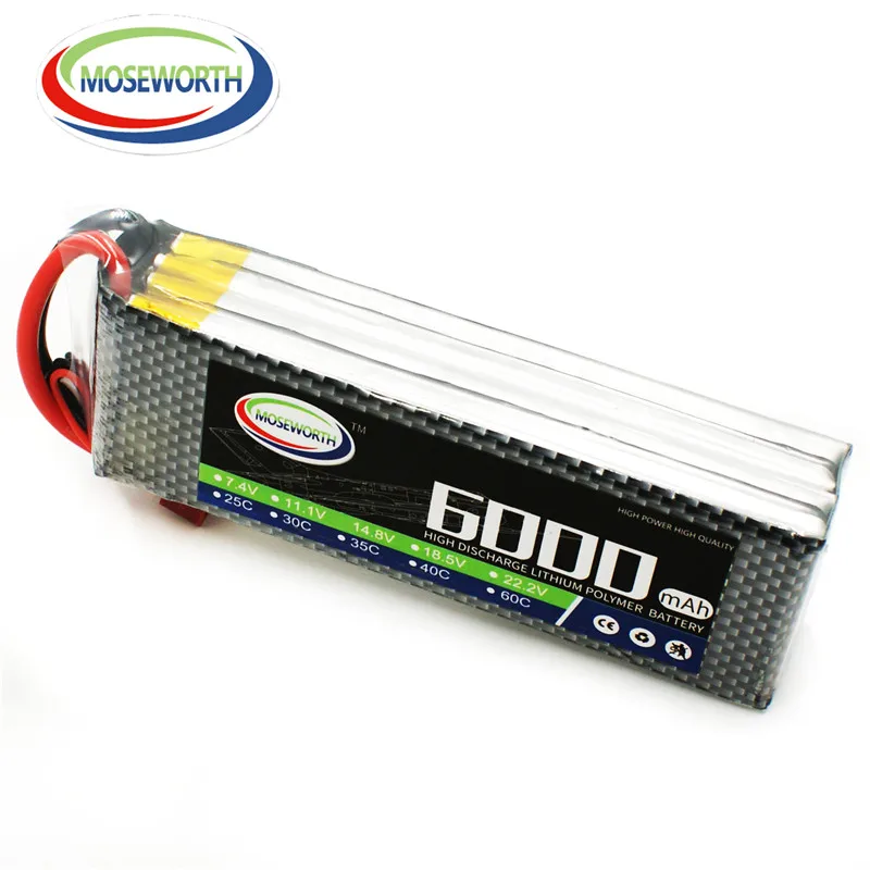 4S 14.8V 6000mAh RC Speelgoed Lipo Batterij Voor Helikopter Quadcopter Auto Drone Vliegtuig Max 80C Afstandsbediening 4S 6000mah