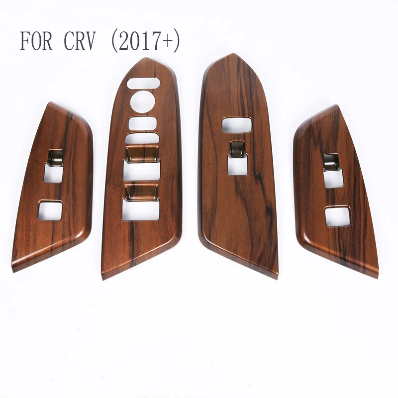 

Car Styling Fit For Honda CRV CR-V 2017 ABS Wood Grain Inside Armrest Decoration Trim Cover Ring Car Accessories 4Pcs/set