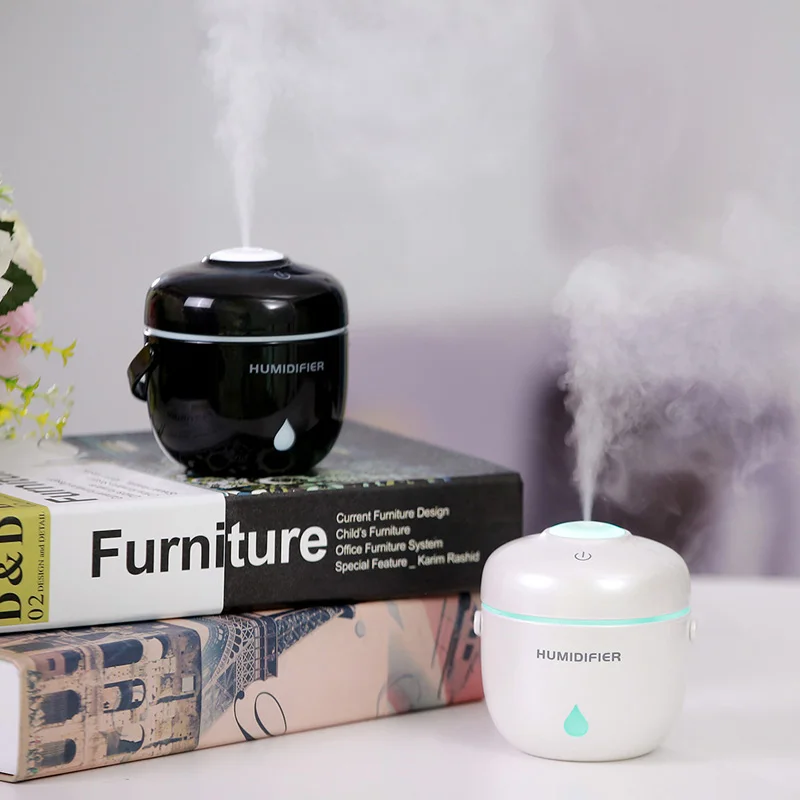 Mini Rice Cooker Ultrasonic Humidifier with Colorful LED Light Essential Oil Aroma Diffuser for Office Car Air Purifier