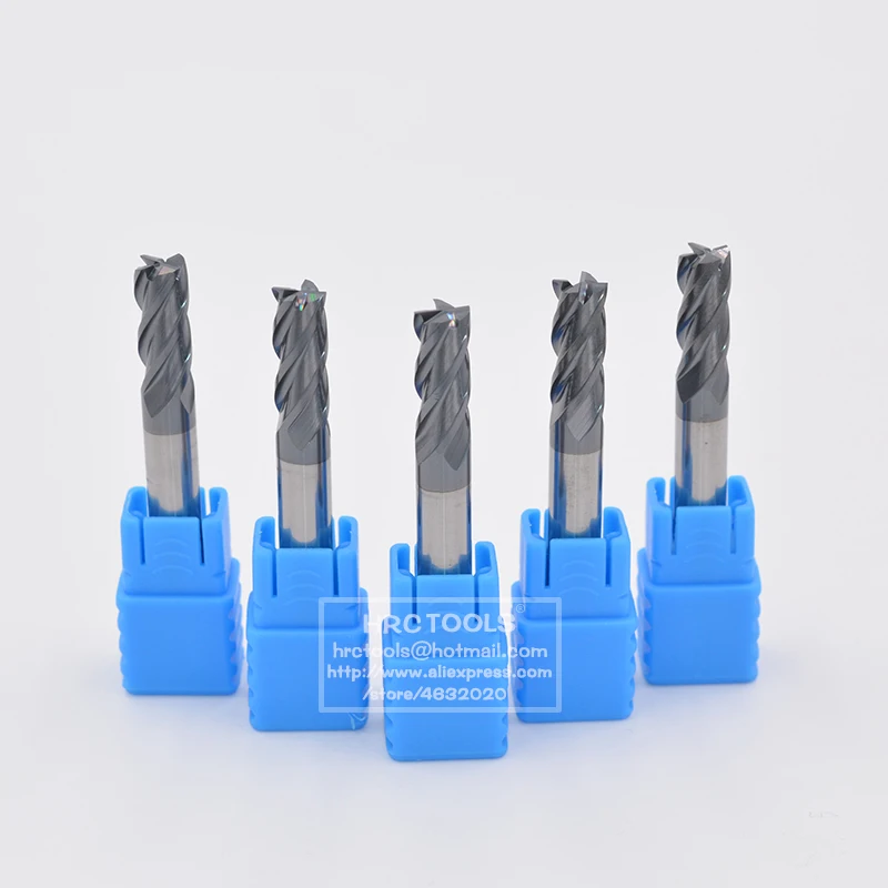 5pcs 4Flutes 8/10/12/14mm Sprial Flat Endmill Soild Carbide Nano Coating Tungsten Steel CNC Milling Cutter Craving Knife