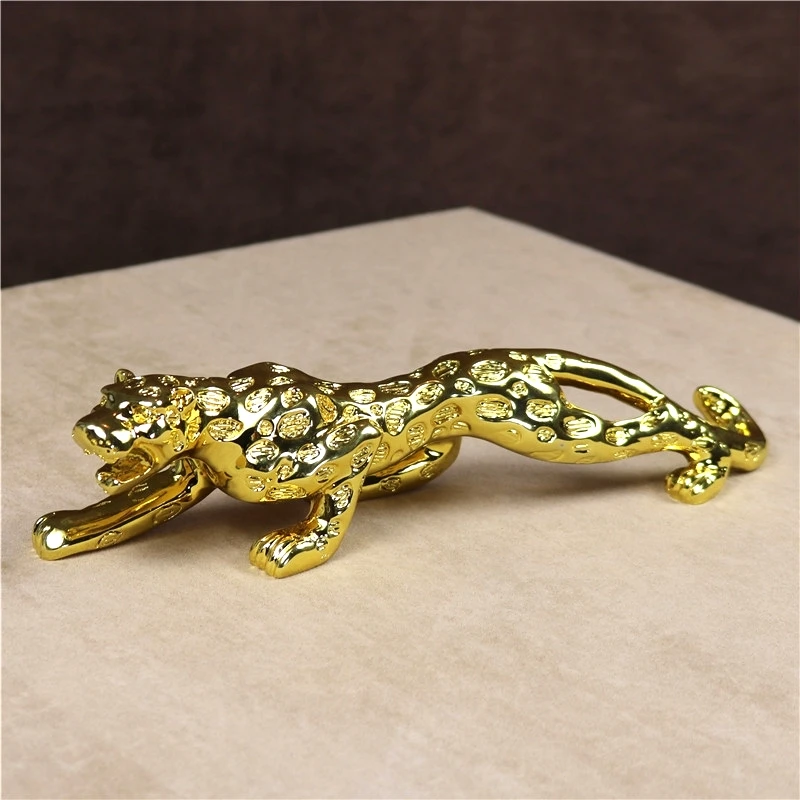 10\'\' Electroplated Leopard Miniature Resin Panther Figurine Predator Decor Gift and Craft Ornament Embellishment Accessories