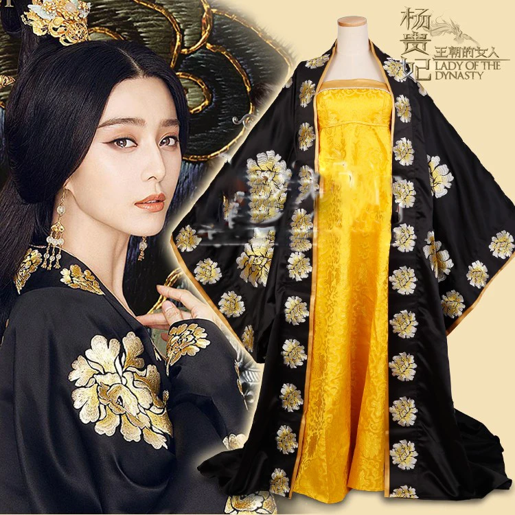 Newest TV Princess Yang Yuhuan - Lady of the Daynasty Actress Black Peony Costume for Women Tang Princess Cosplay Costume Hanfu