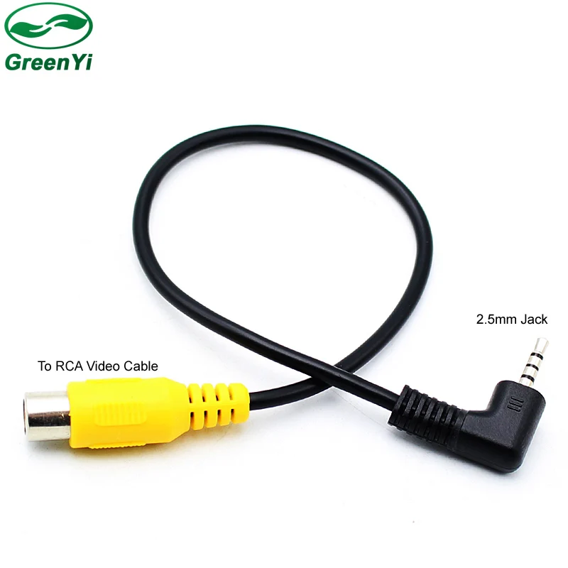 GreenYi 2.5mm Jack Video Cable Adapters Male Plug To RCA Cable Female Port For Car GPS DVR Video AV Adapter Monitor System