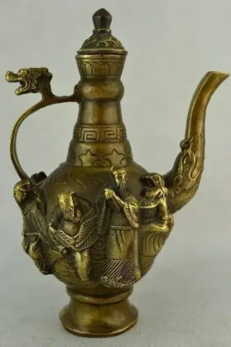 

Elaborate Old Ancient Chinese Classic Brass Eight Immortals Teapot