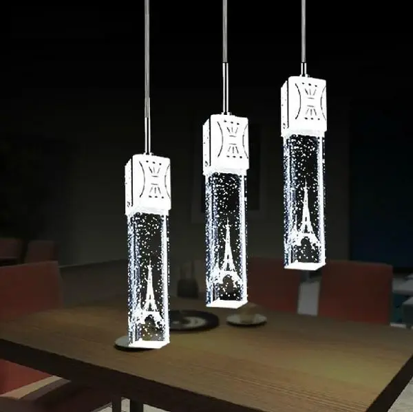 New 3lights bubble tower Modern LED Crystal kitchen Light Bar Pendant Lamp Lighting