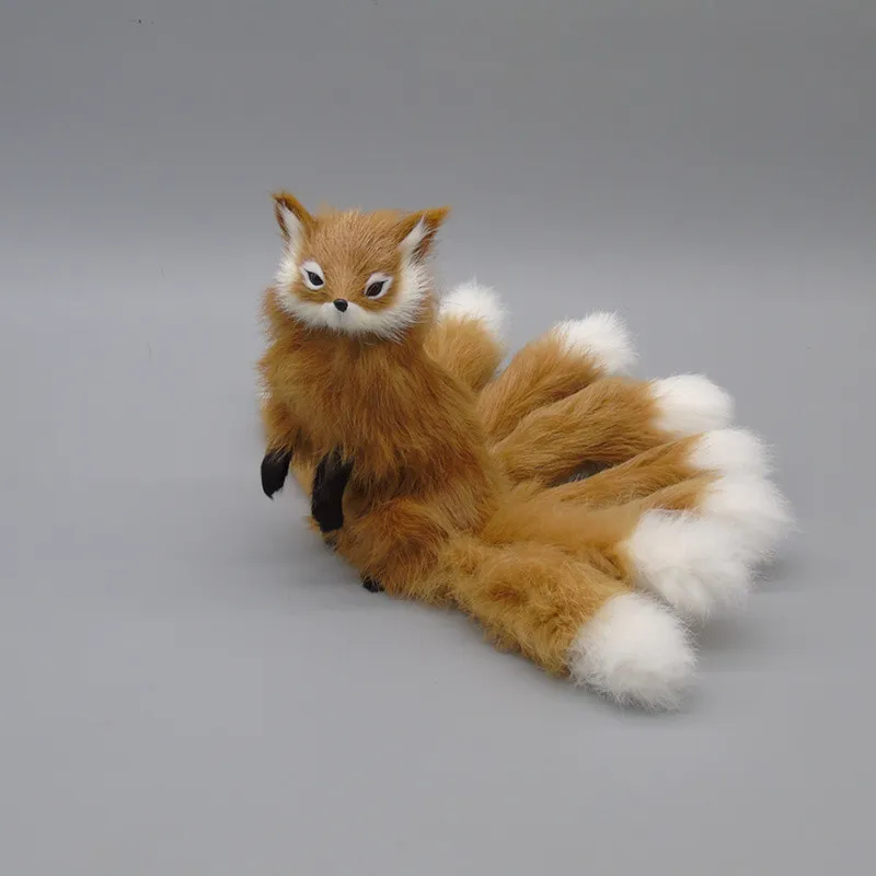 

simulation fox with nine tails model polyethylene&furs jump-up brown fox large 28x16cm photography prop,decoration gift b0392