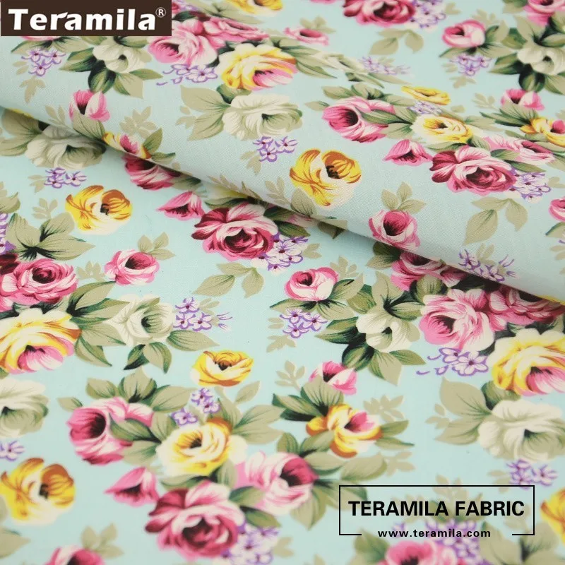 Teramila ผ้า Poplin ผ้าฝ้าย Patchwork ดอกไม้สไตล์ Handwork เด็กเสื้อไตรมาสเมตรผ้าซม.สำหรับจักรเย็บผ้า