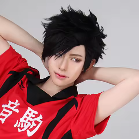Anime Volleyball Tetsurou Kuroo Tetsuro Short Black Styled Heat Resistant Cosplay Costume Wig