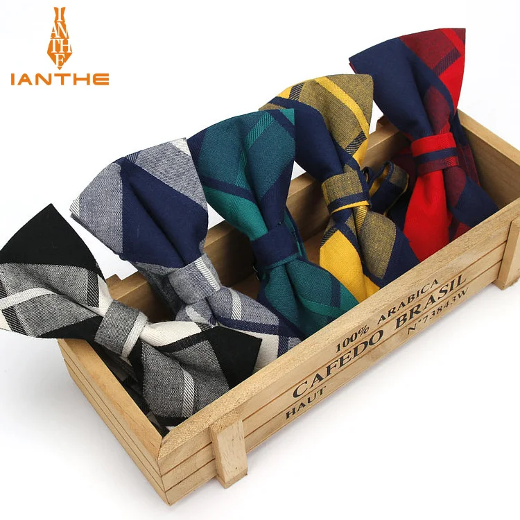 

Brand New Men's Suits Cotton Bowtie for Wedding Plaid Vintage Bow Tie for Men Check Vintage Neck Tie Gravatas Slim Cravats