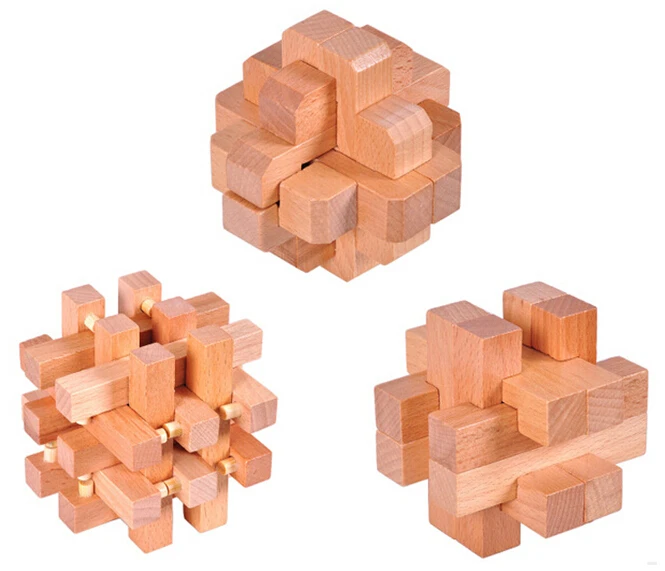 

3PCS/LOT Classic Wooden Puzzle Burr Interlocking BrainteaserPuzzles for Adults and Children