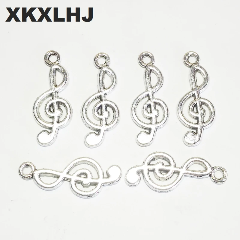 XKXLHJ 20pcs Charms Musical Note 24x10mm Tibetan Silver Plated Pendants Antique Jewelry Making DIY Handmade Craft