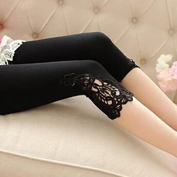 XS-7XL 6XL 5XL Leggings Pour Femmes D'été Court Modal Coton Noir Blanc Rose Violet Dentelle Creux Grande Taille Legin Pantalon Femme