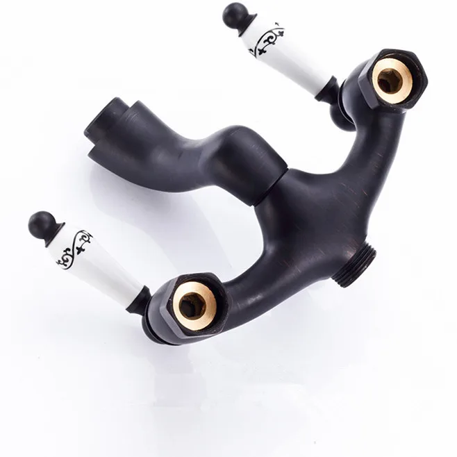 Imagem -05 - Torneiras de Chuveiro Estilo Euro Bronze Torneira do Banheiro Petróleo Friccionada Bronze Dupla Alça Controle Duplo com Barra Corrediça com Mão sh Preto