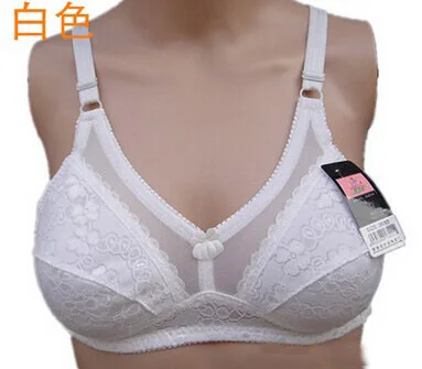 

floral Thin cotton fabric bra 38 40 42 A B C cup wireless lace young girl bras breathable quinquagenarian single-bra classic D05