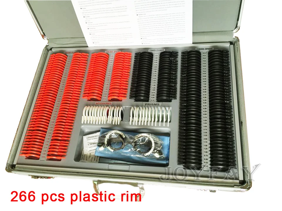 Trial Lens Set Kit 266 pcs Plastic Rim Optical lenses + 1pc Frame+ Aluminum Case