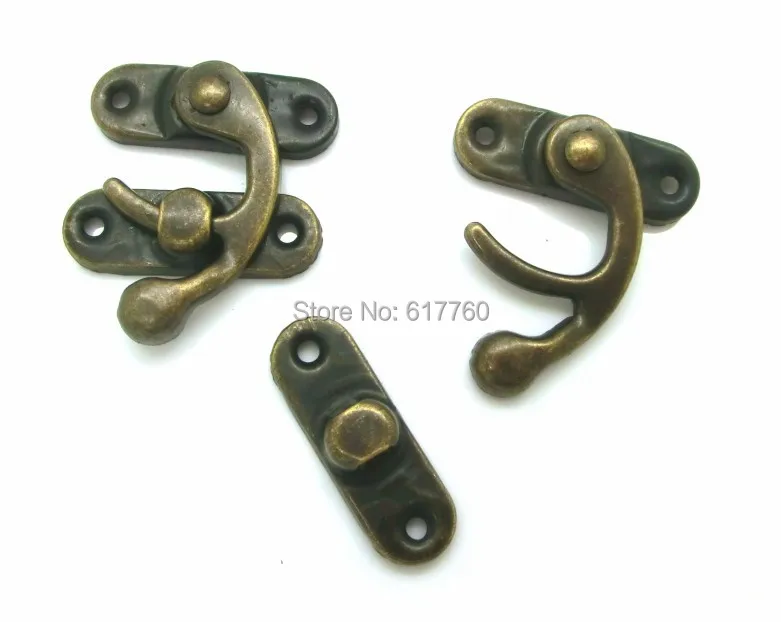 

Free Shipping-30 Sets Metal Hook Box Latches Clasp Box Lock Purse Lock Antique Bronze 4 Holes 4.2cm x 3.7cm 3.7cm x 1.2cm J1826