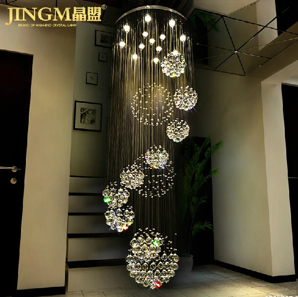 Long crystal Ceiling lighting lustres lampadari modern stage chandelier LED light, clear crystal lighting fixtures