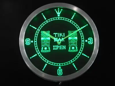 nc0347 Tiki Bar Masks Pub Club Neon Light Signs LED Wall Clock