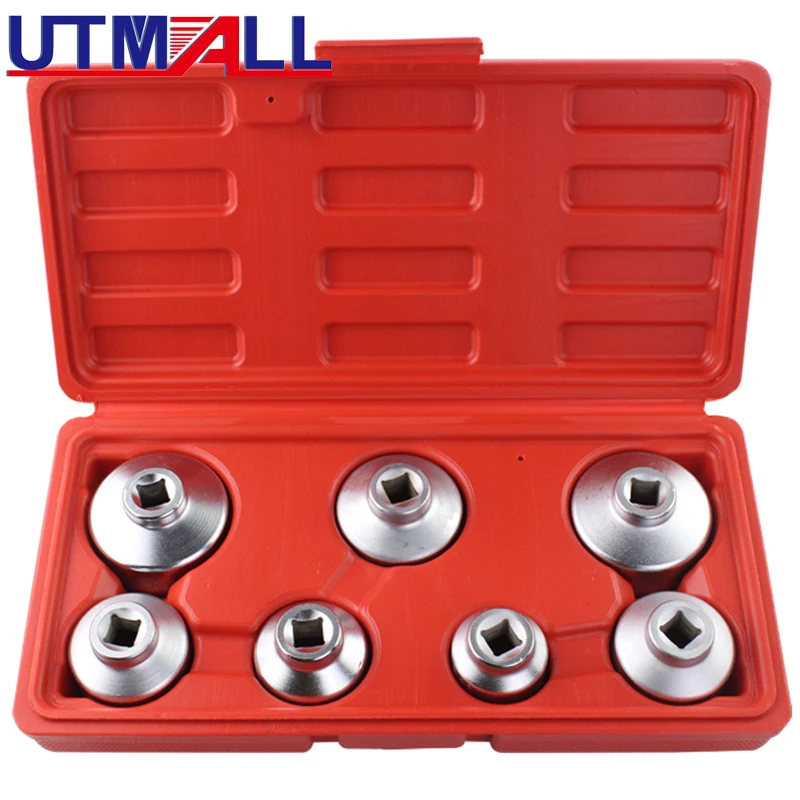 7PCS Oil Filter Cap Socket Wrench Tool Set For Benz BMW FORD 24mm 27mm 29mm 30mm 32mm 36mm 38mm