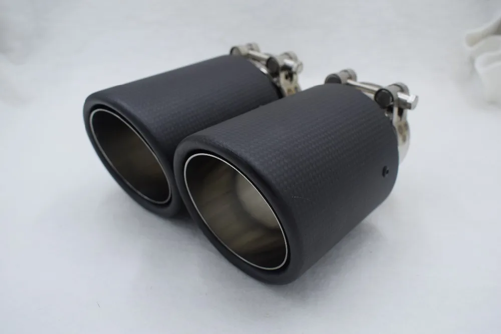 Inlet51/54/57/60/63/80mm outlet76/89/101/114mm 304 Stainless Steel carbon fiber exhaust tip exhaust pipe muffler