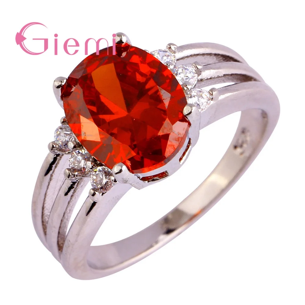 Big Oval CZ Zircon Stone Rings for Women Fashion 925 Sterling Silver Wedding Engagement Jewelry For Valentine Anniversary Gift