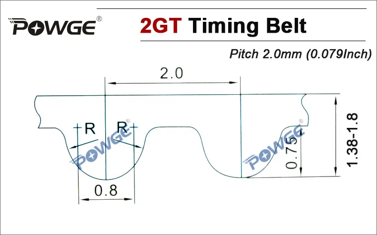 POWGE 2GT Open synchronous belt 2GT-6 width 4/6/9/10/15mm polyurethane Steel PU GT2 Timing belt Small backlash 3D printer